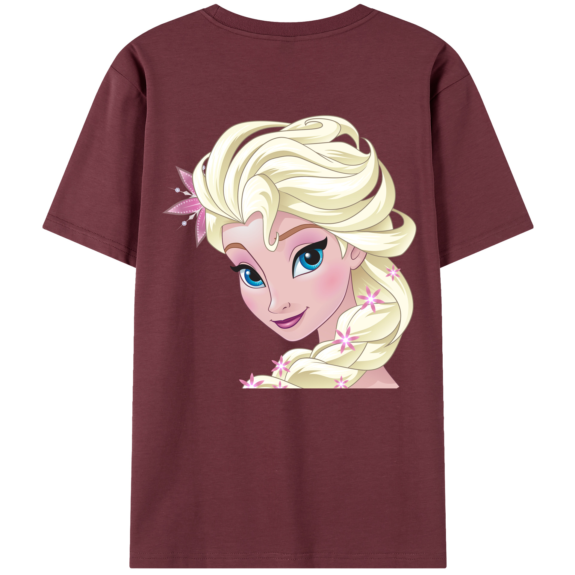 （画像用） アナと雪の女王 アンナ エルサ Frozen Anna Elsa 綿100％半袖Tシャツ（背面プリント）